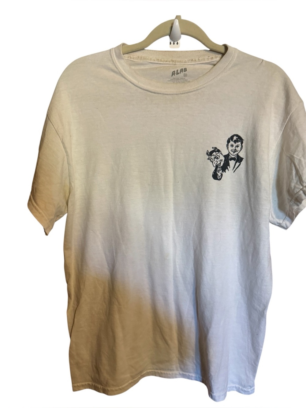 A-lab alabaster laboratory schemin’ white cotton short sleeve crewneck medium
